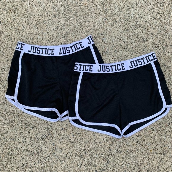 Justice~2-Pack of Athletic Shorts~Black and White - Picture 1 of 2